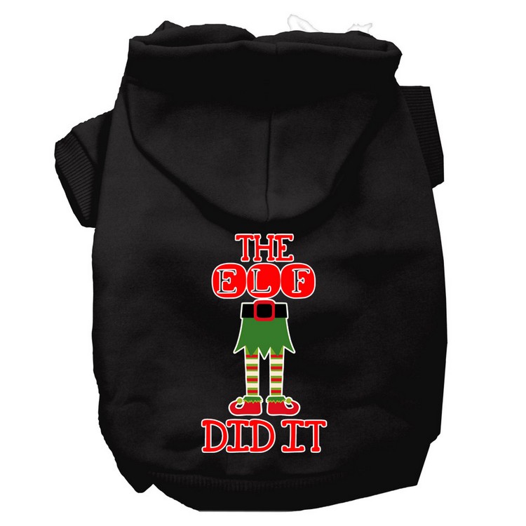 The Elf Did It Screen Print Dog Hoodie Black M